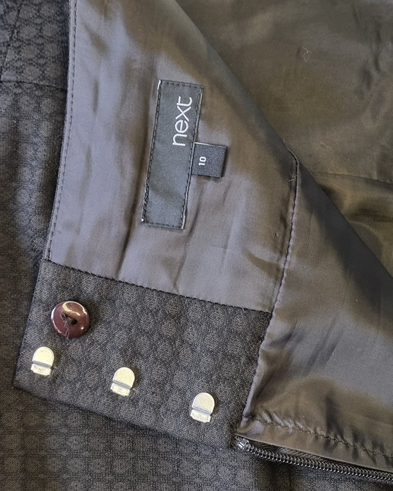 Next - Dark brown patterned tailored knee length skirt