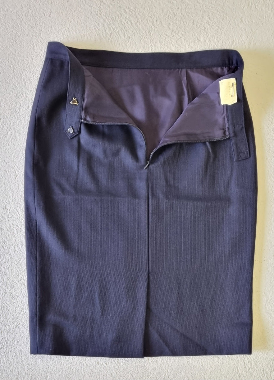 No Brand - Tailor made navy blue knee length lined pencil skirt