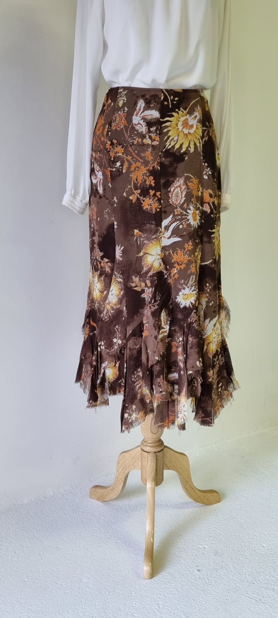 Jelli Bean - Brown, Yellow and Orange 2-piece Maxi Skirt Set