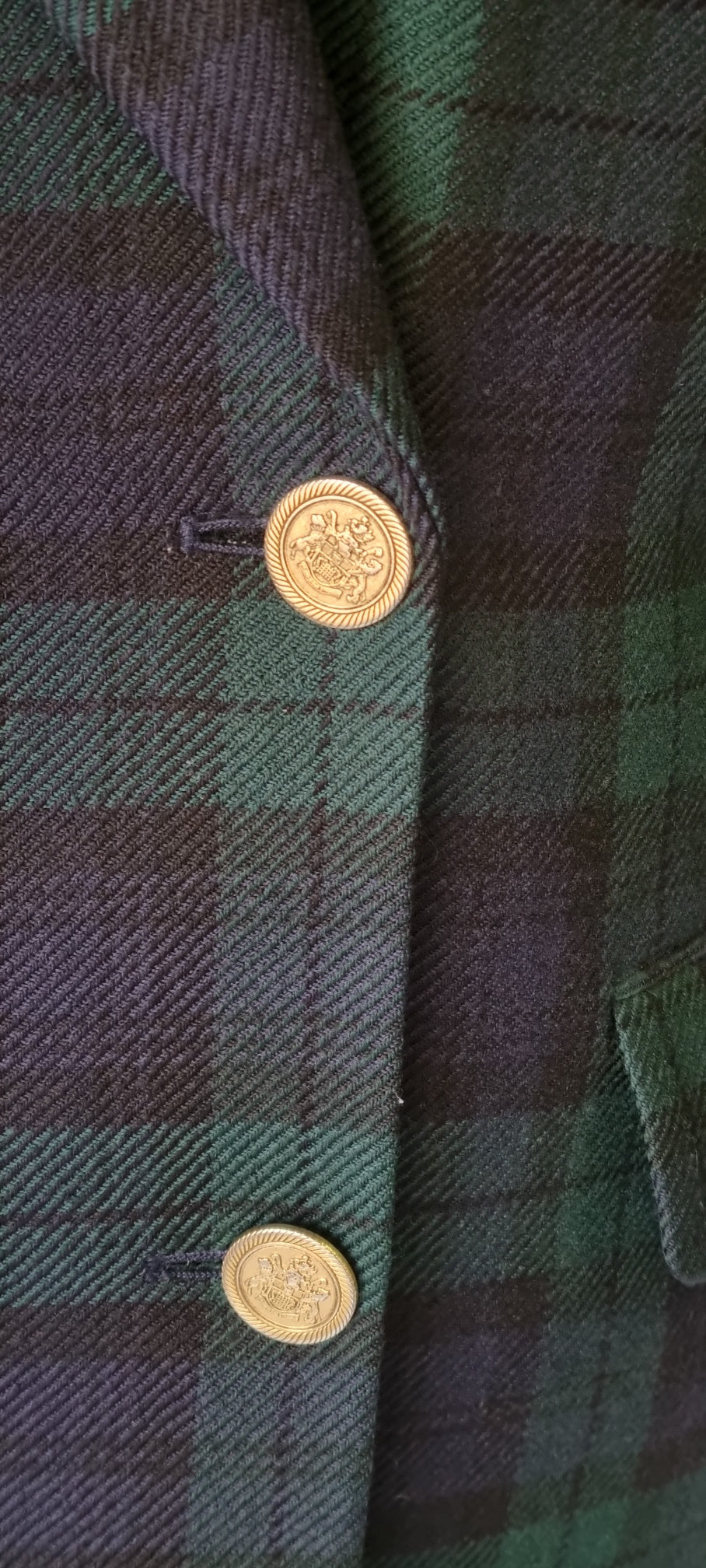 Marks & Spencer - Green and Blue Double-Breasted Wool Plaid Blazer
