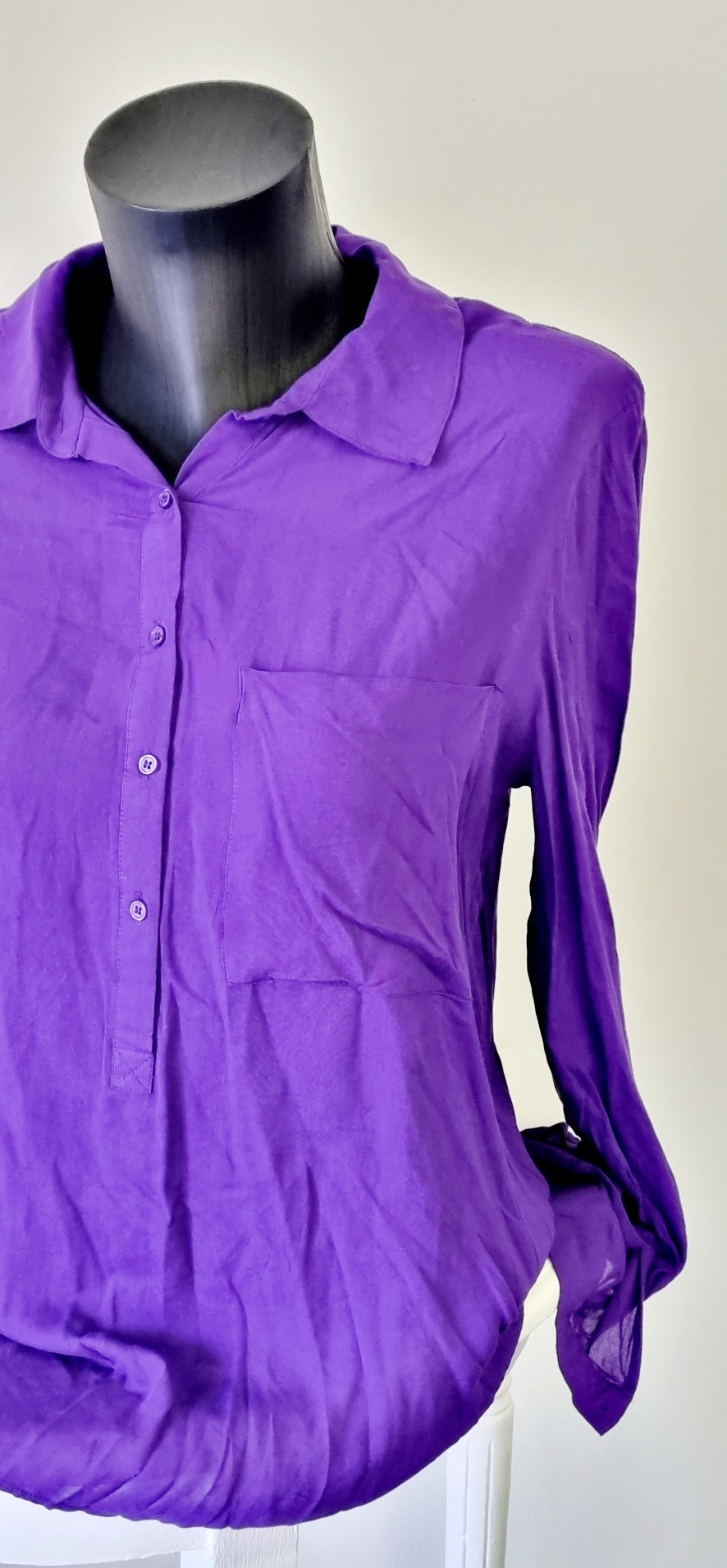 Woolworths - Purple Roll Sleeve Collar Shirt with Hi-Lo Hem