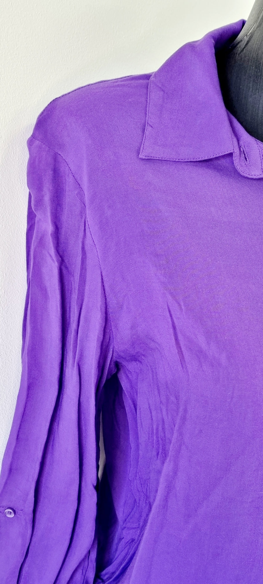 Woolworths - Purple Roll Sleeve Collar Shirt with Hi-Lo Hem