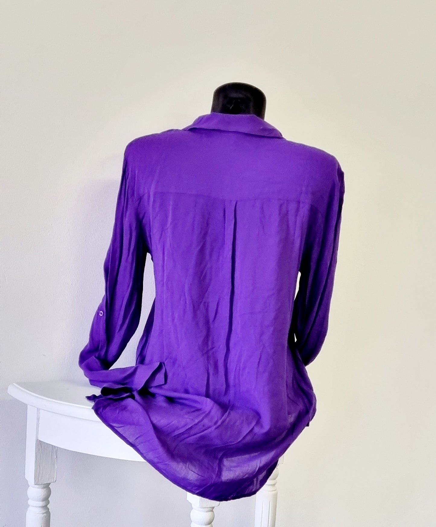 Woolworths - Purple Roll Sleeve Collar Shirt with Hi-Lo Hem