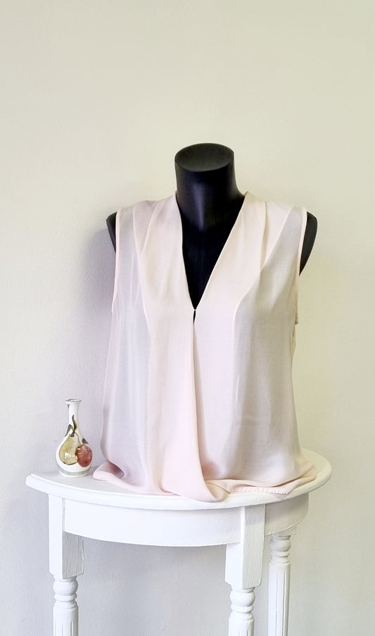 Witchery - Pink Sleeveless Hi-Lo Front Cross Over Blouse