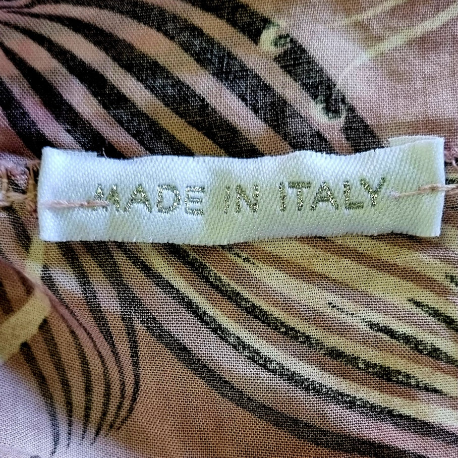 Made in Italy - Pink & Black Flower Print Mandarin Blouse