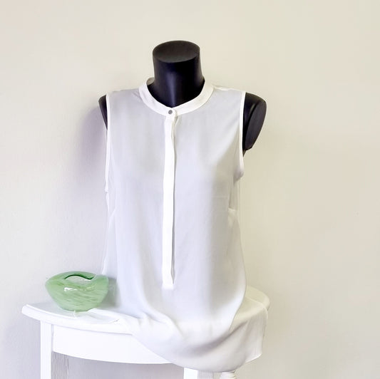 Woolworths - Beige Sleeveless Mandarin Collar Buttoned Top