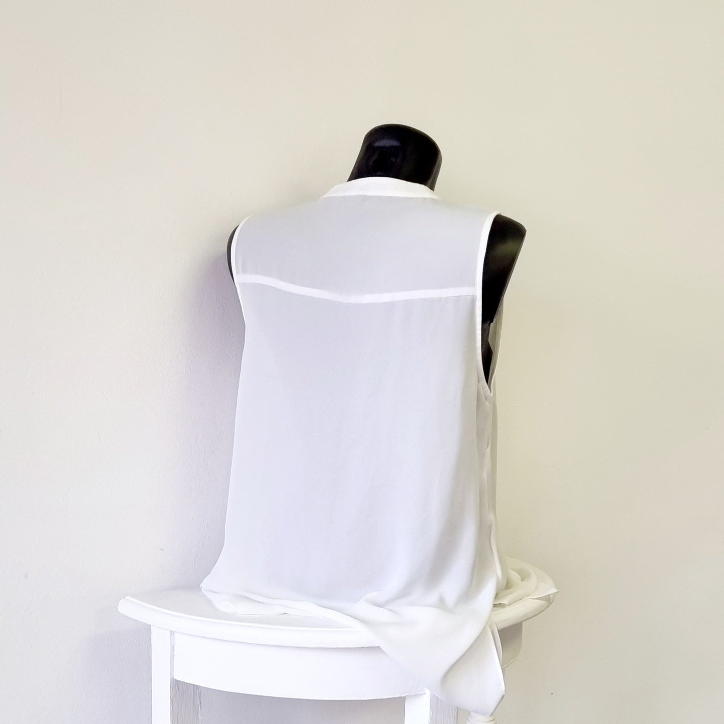 Woolworths - Beige Sleeveless Mandarin Collar Buttoned Top