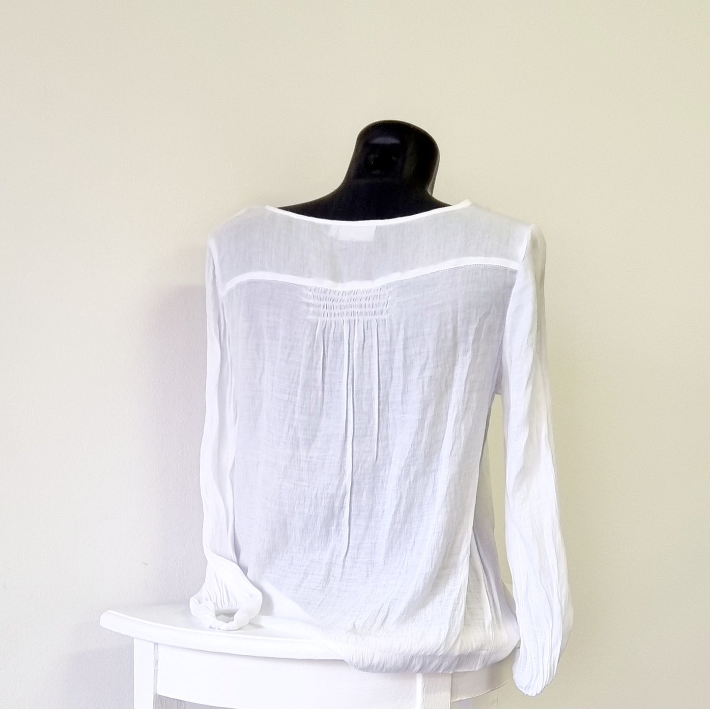 Next - White Round Neck Long Sleeve Smock Embellished Blouse