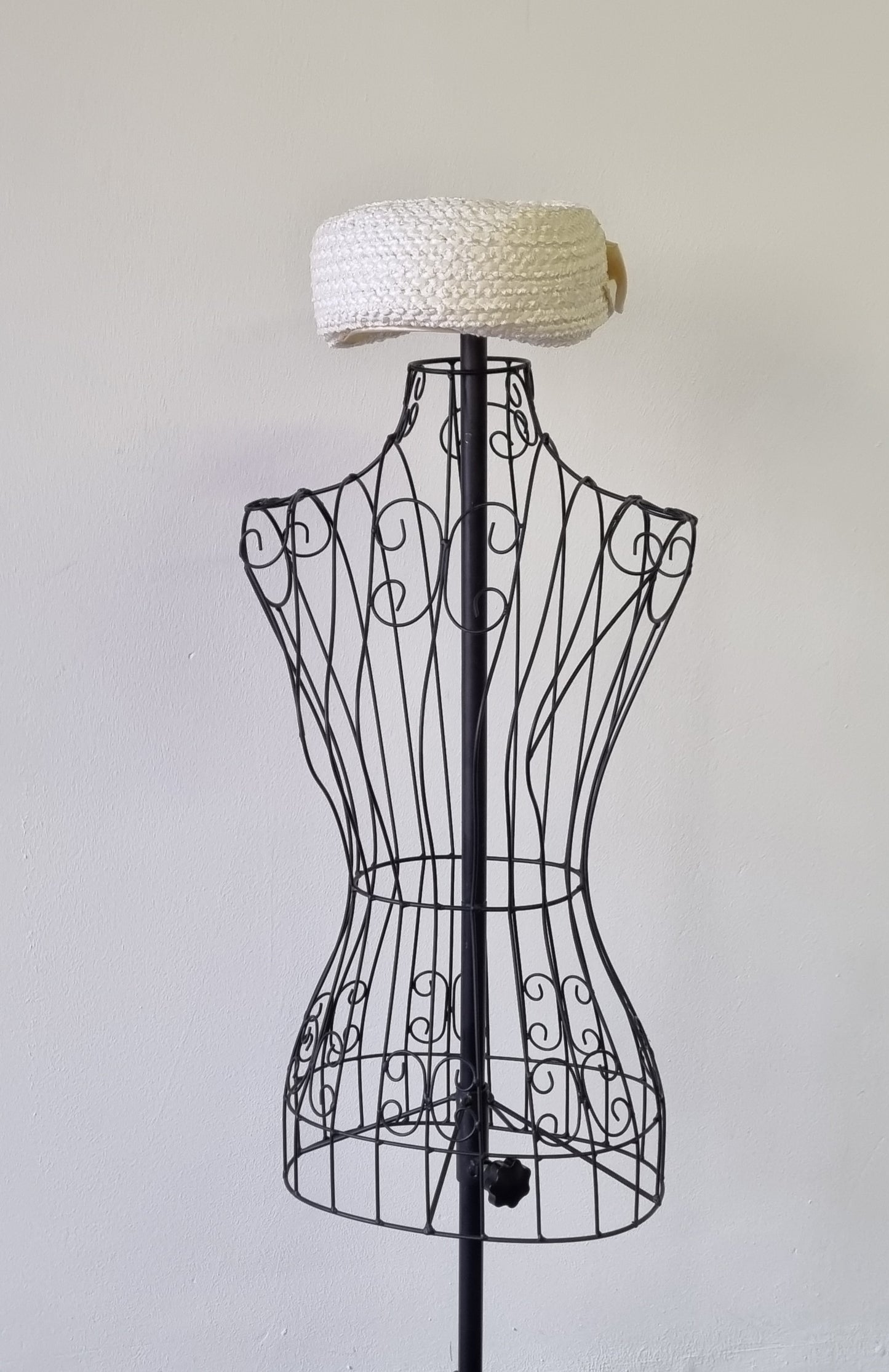 Vintage Chunky Straw Pillbox Hat