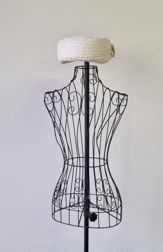 Vintage Chunky Straw Pillbox Hat