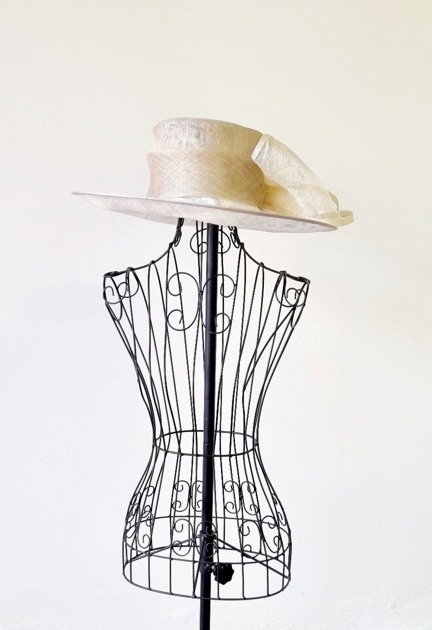 John Lewis - Ivory Hat with Detailed Bow