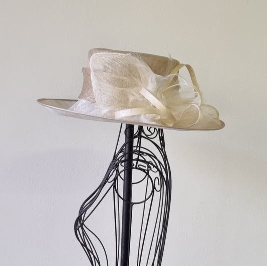 John Lewis - Ivory Hat with Detailed Bow