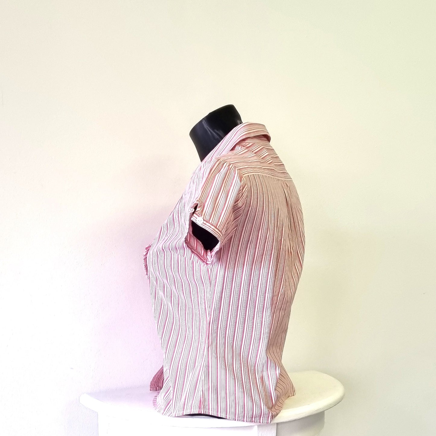 Kelso - Vintage Pink Candy striped cotton short sleeve shirt