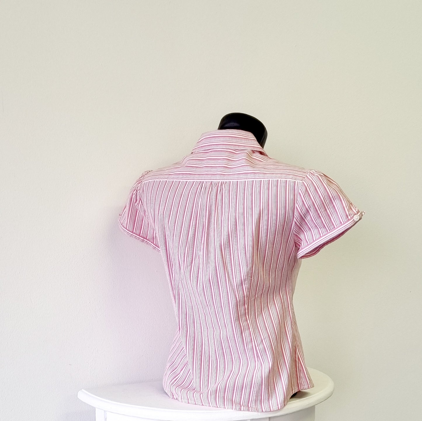 Kelso - Vintage Pink Candy striped cotton short sleeve shirt