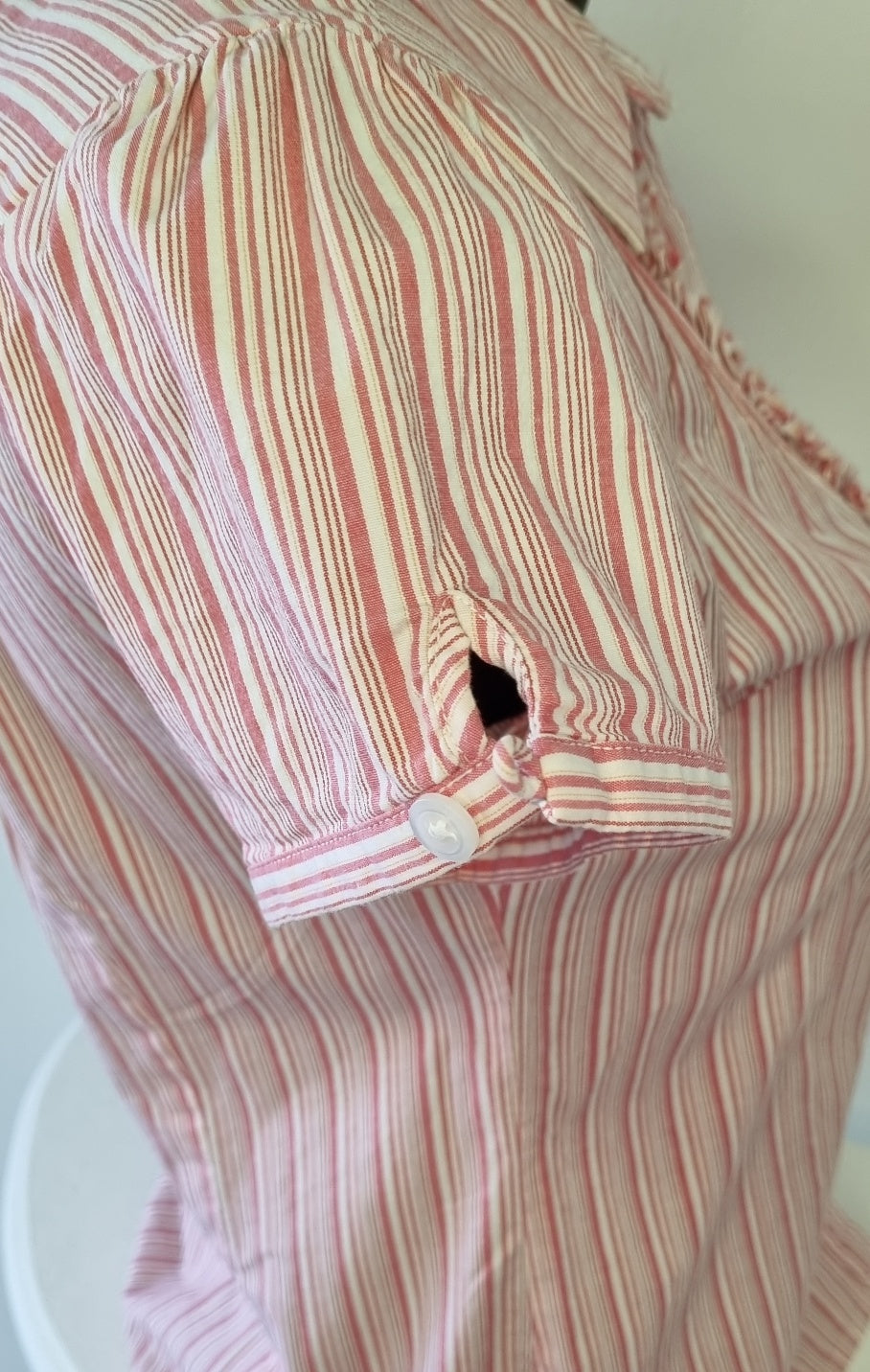 Kelso - Vintage Pink Candy striped cotton short sleeve shirt