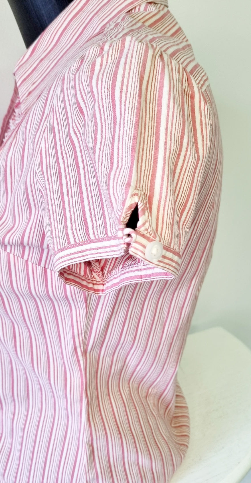 Kelso - Vintage Pink Candy striped cotton short sleeve shirt