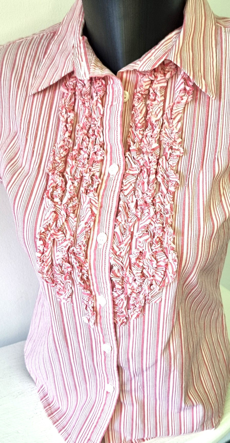 Kelso - Vintage Pink Candy striped cotton short sleeve shirt
