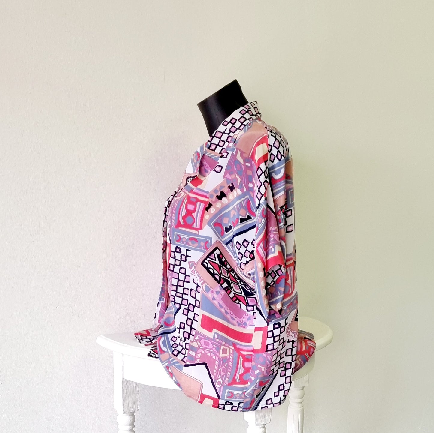 Hand Sewn - Colorful Short Sleeve Pink Blouse