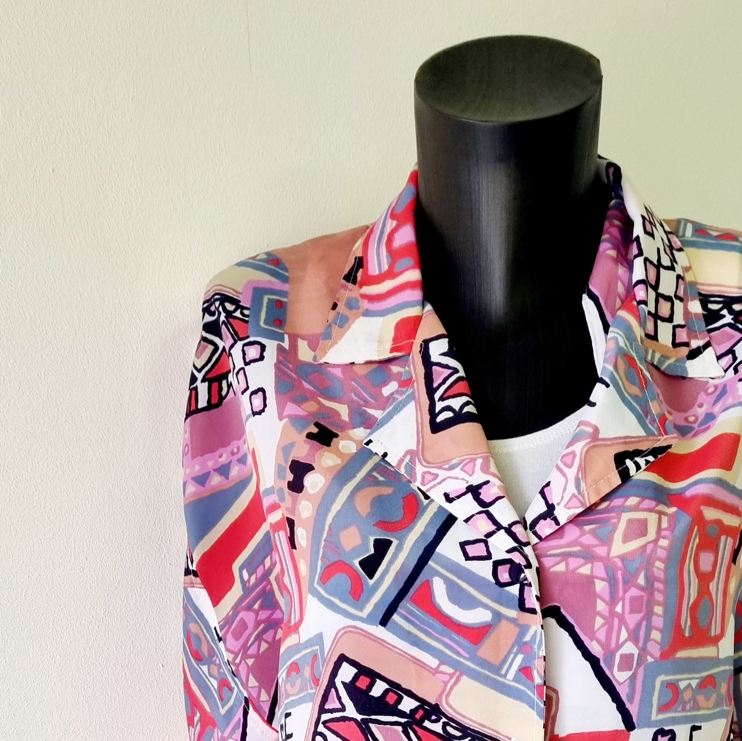 Hand Sewn - Colorful Short Sleeve Pink Blouse