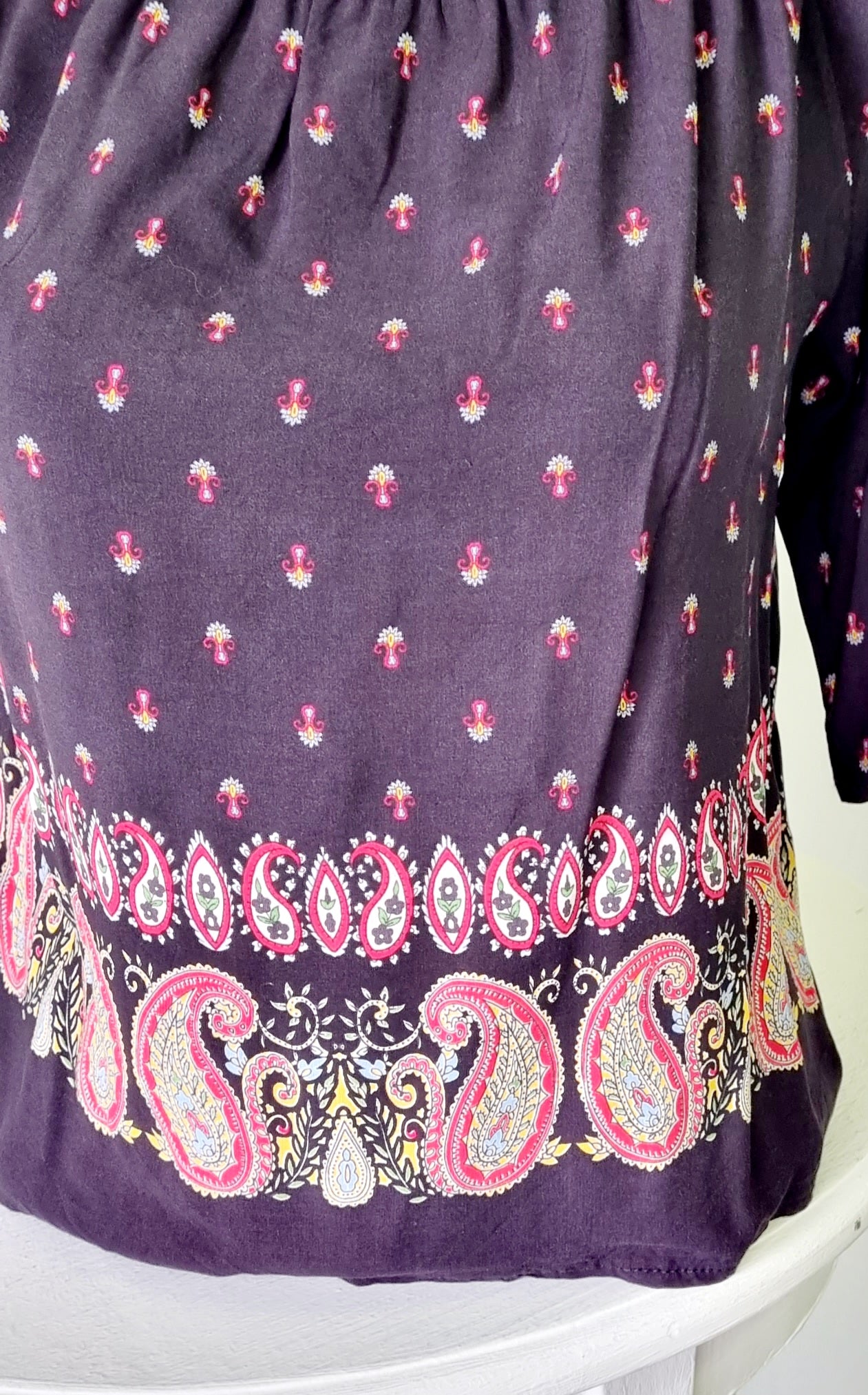 Fashion Collection - Black Printed Paisley off shoulder top