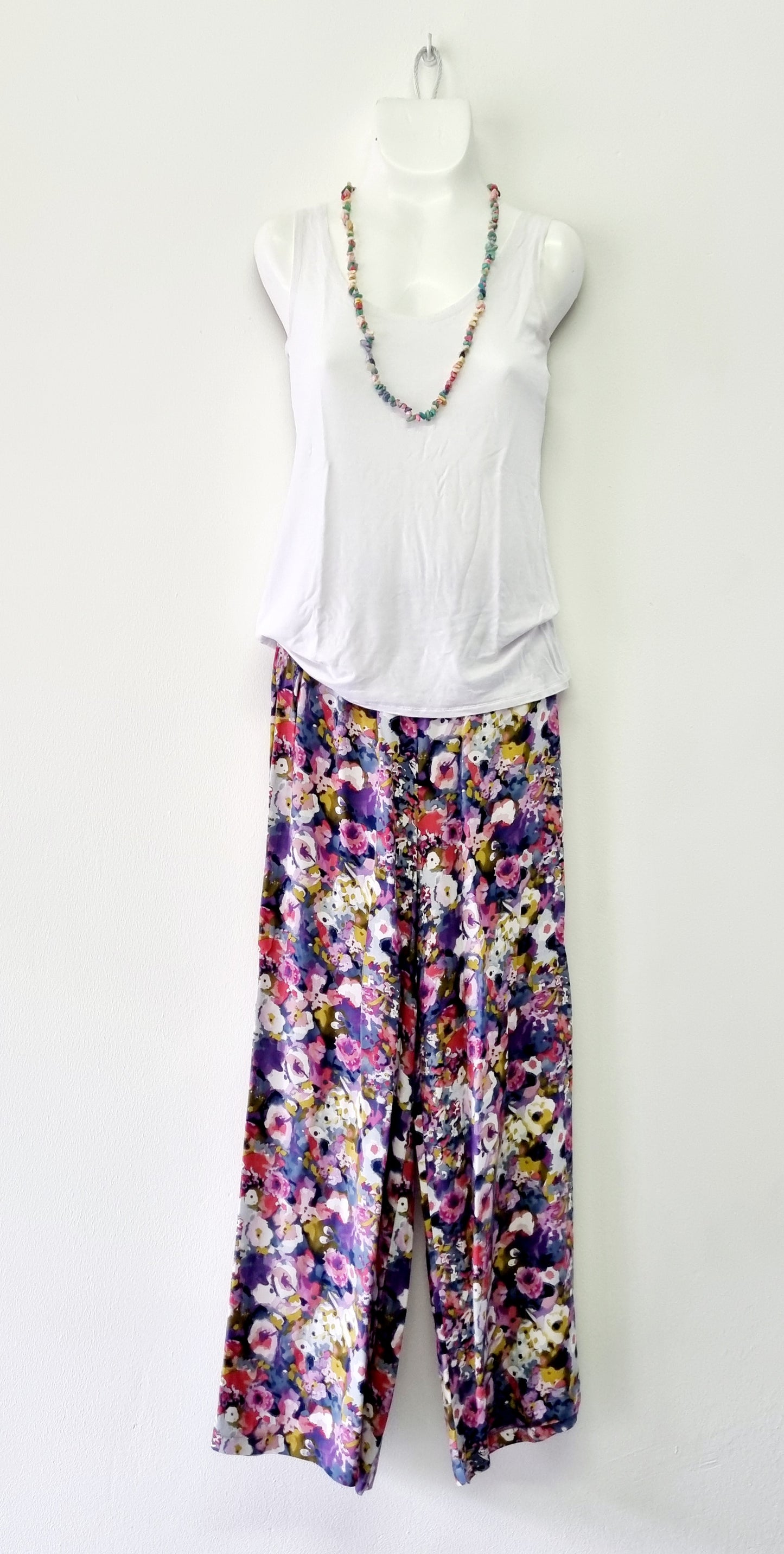 Be Yourself - Shade of pink & purple casual elastic waited wide leg slacks