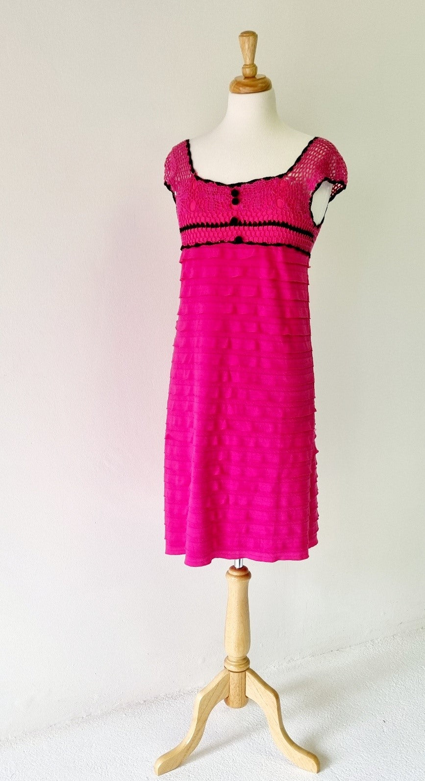 Forever and Ever - Pink Crochet Bodice Dress