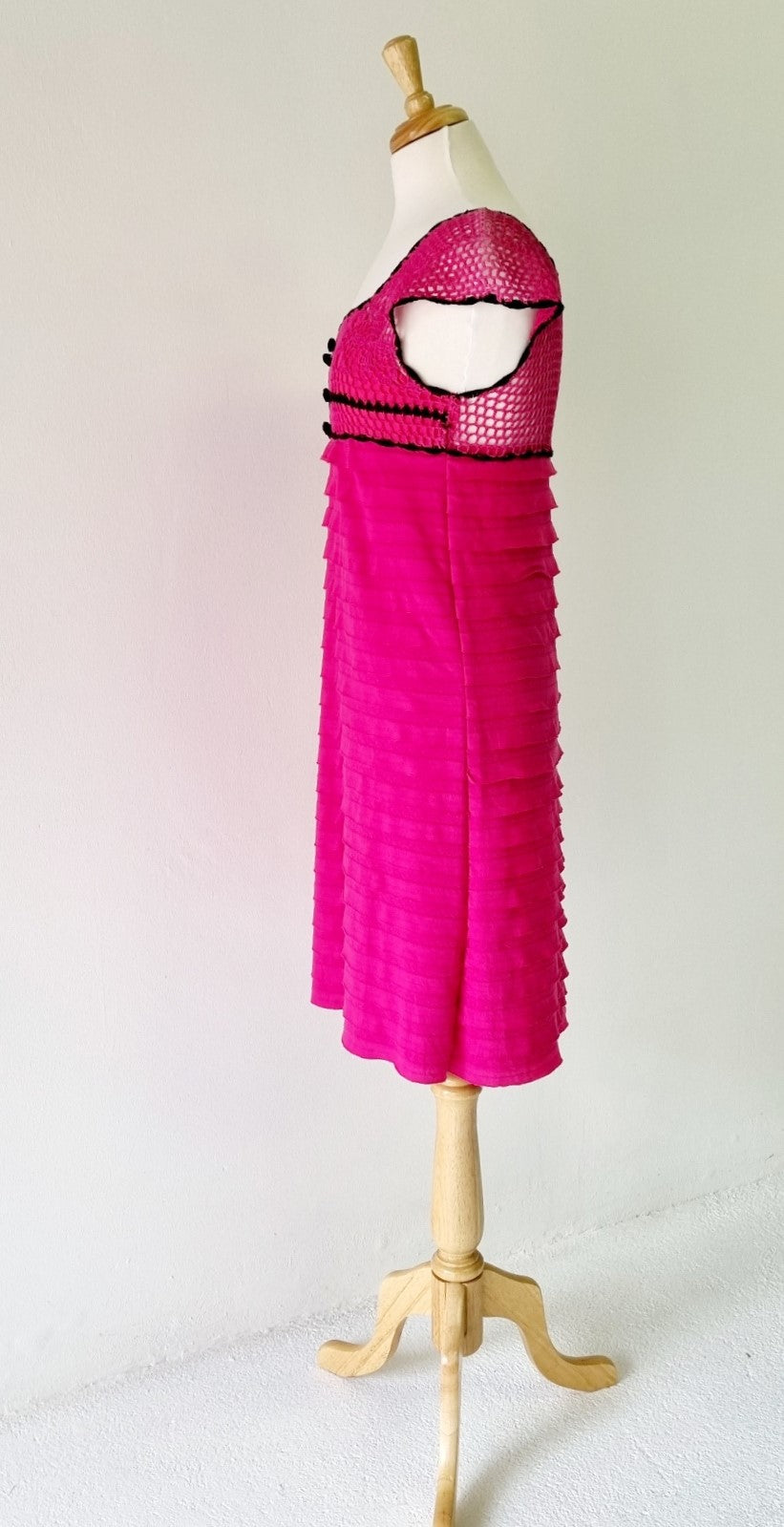 Forever and Ever - Pink Crochet Bodice Dress