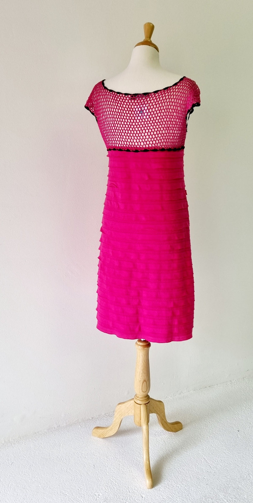 Forever and Ever - Pink Crochet Bodice Dress