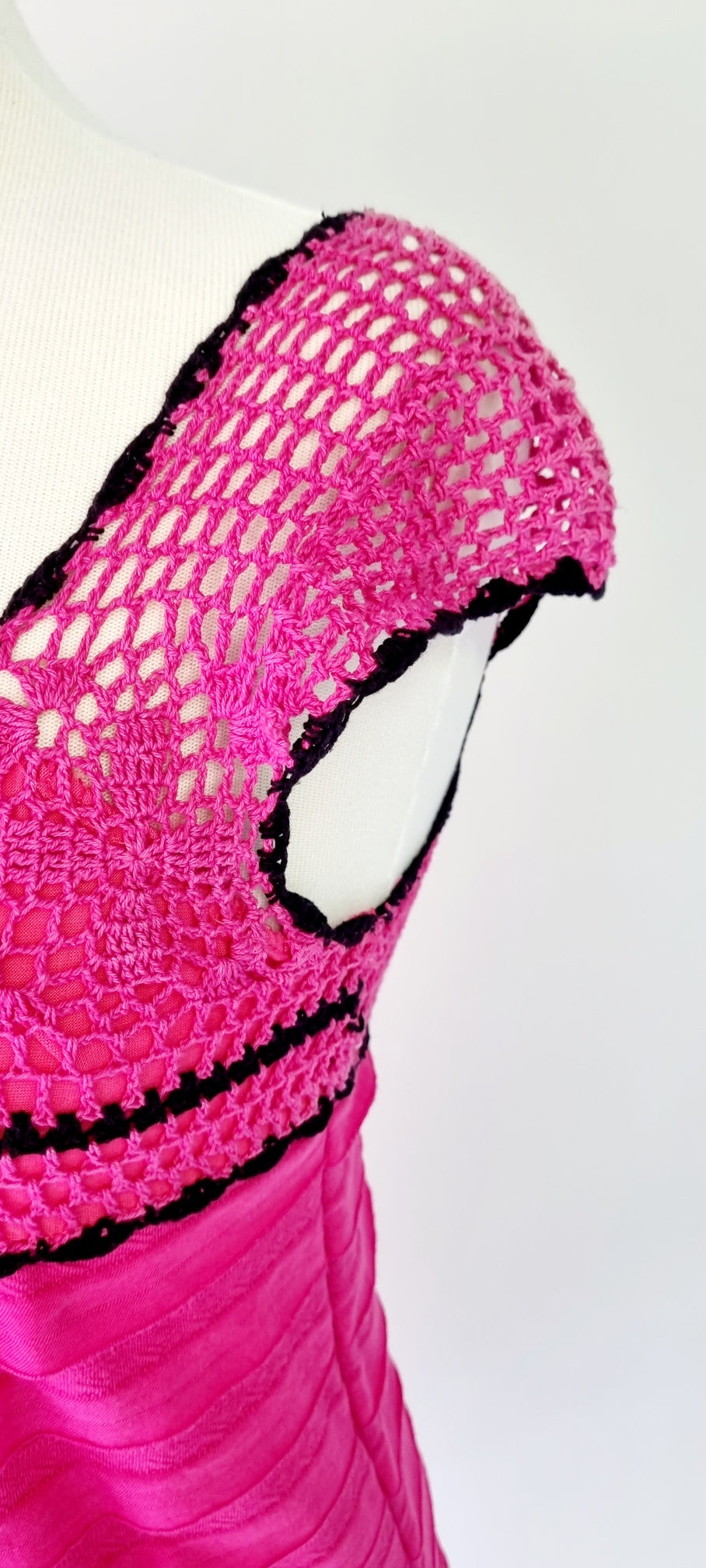 Forever and Ever - Pink Crochet Bodice Dress