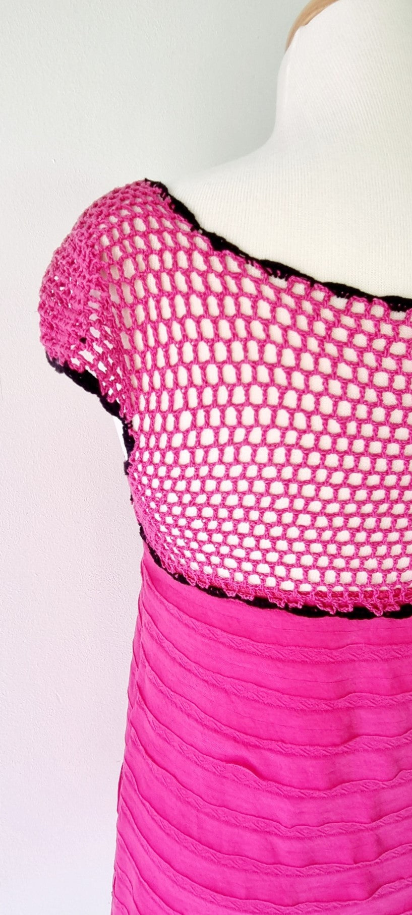 Forever and Ever - Pink Crochet Bodice Dress