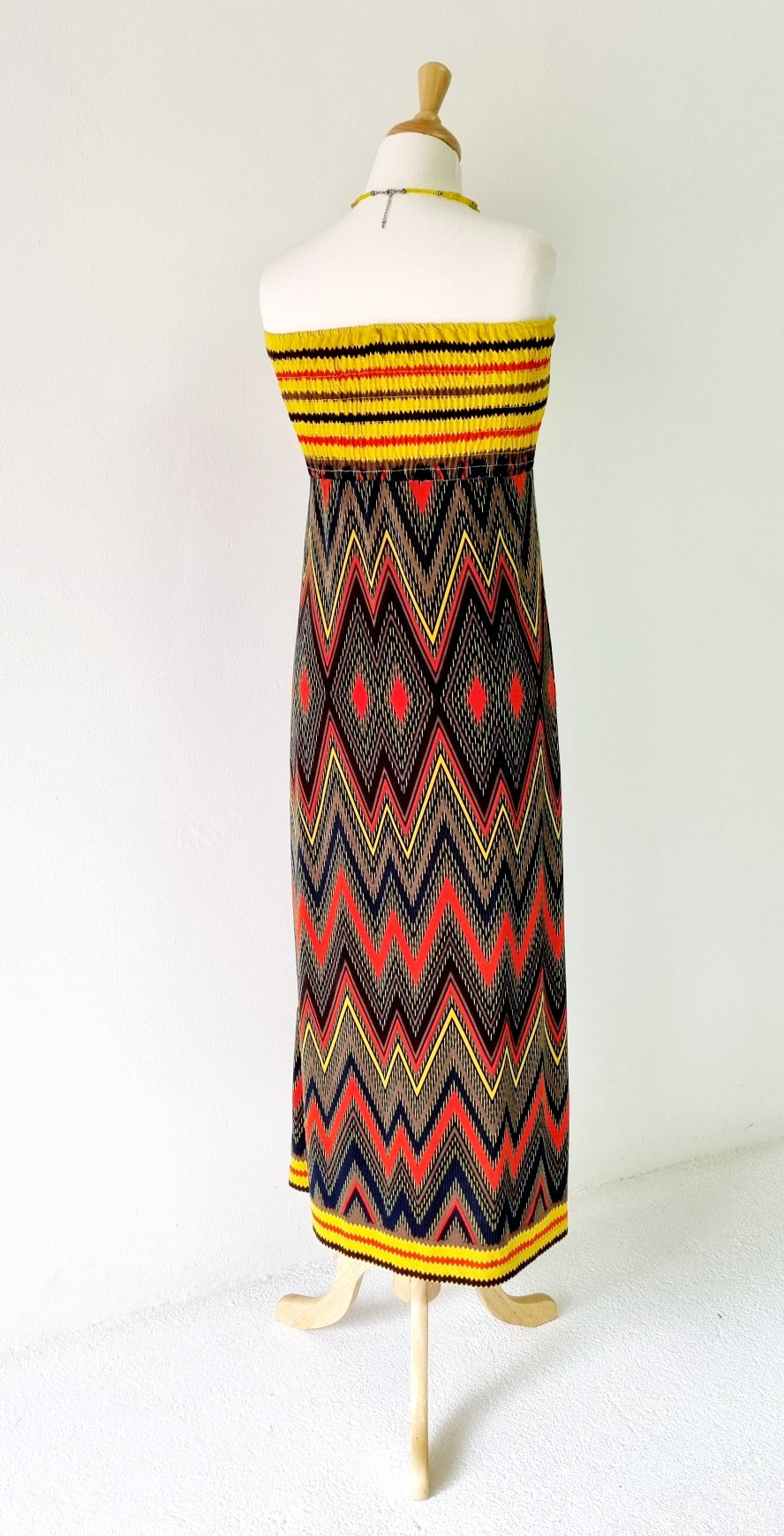 Niara - Red, Black & Yellow sleeveless long summer dress