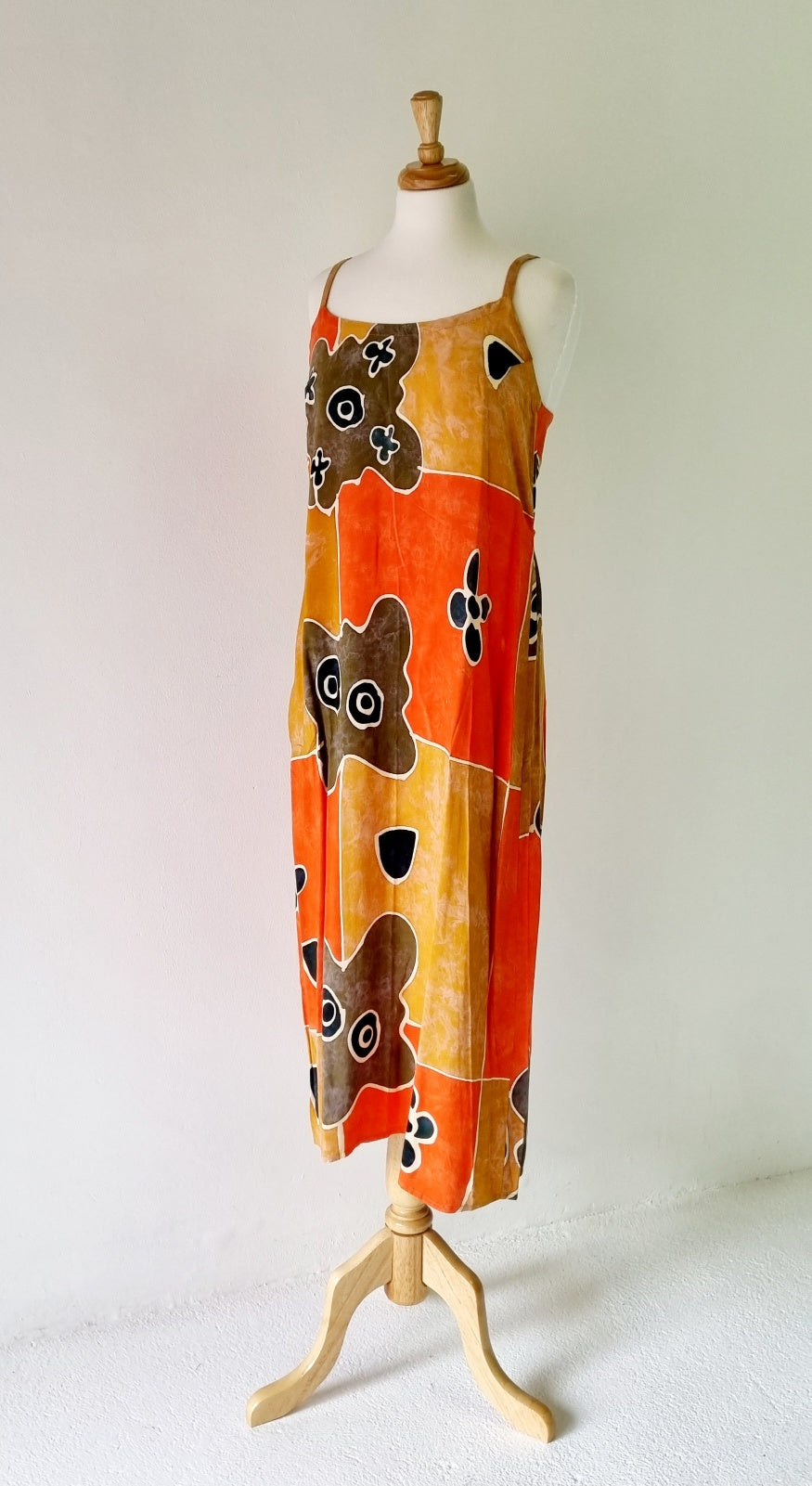 Made in Indonesia - Orange and green fabric print maxi dress