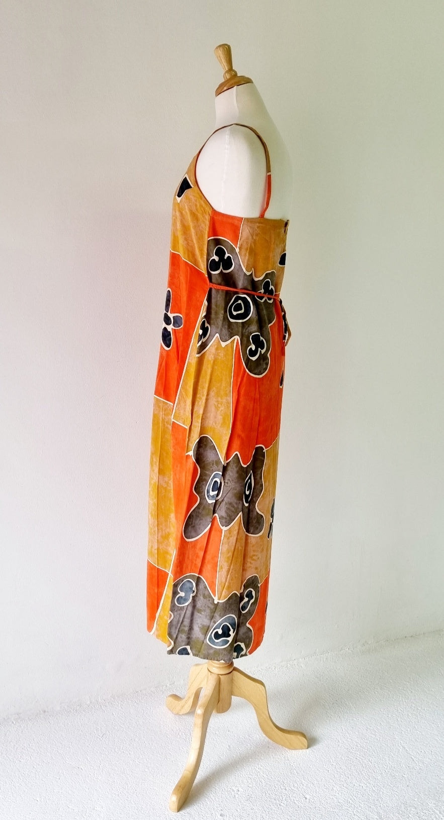 Made in Indonesia - Orange and green fabric print maxi dress