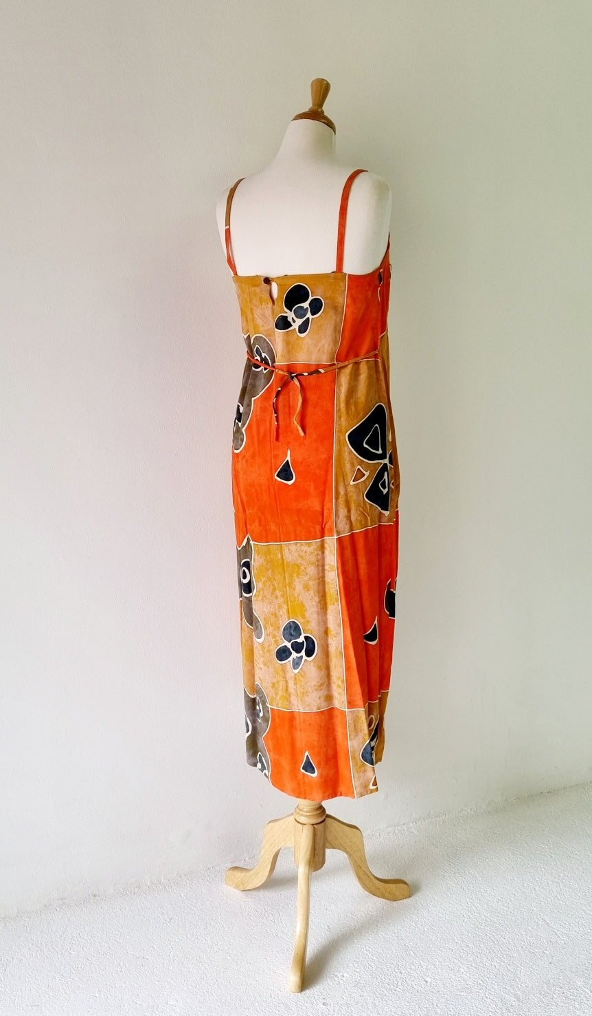Made in Indonesia - Orange and green fabric print maxi dress