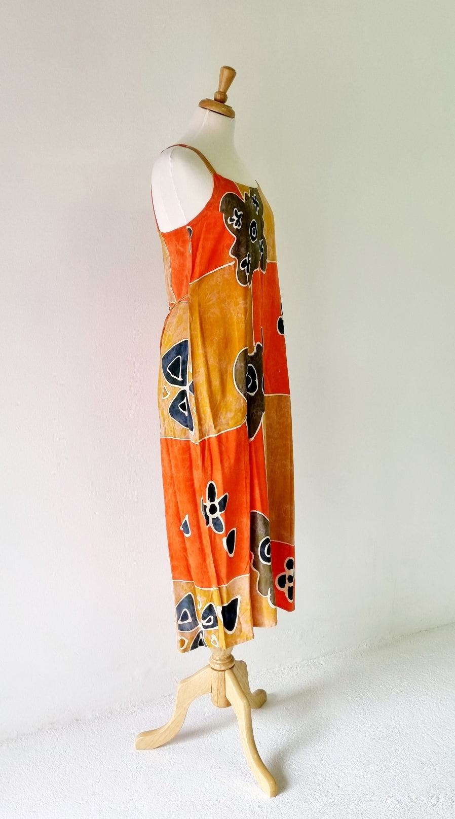 Made in Indonesia - Orange and green fabric print maxi dress