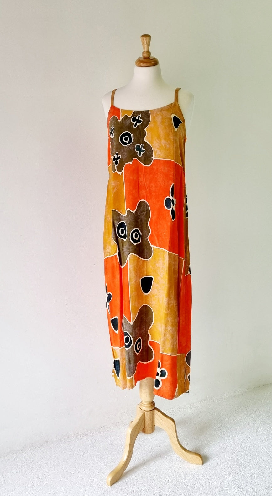 Made in Indonesia - Orange and green fabric print maxi dress