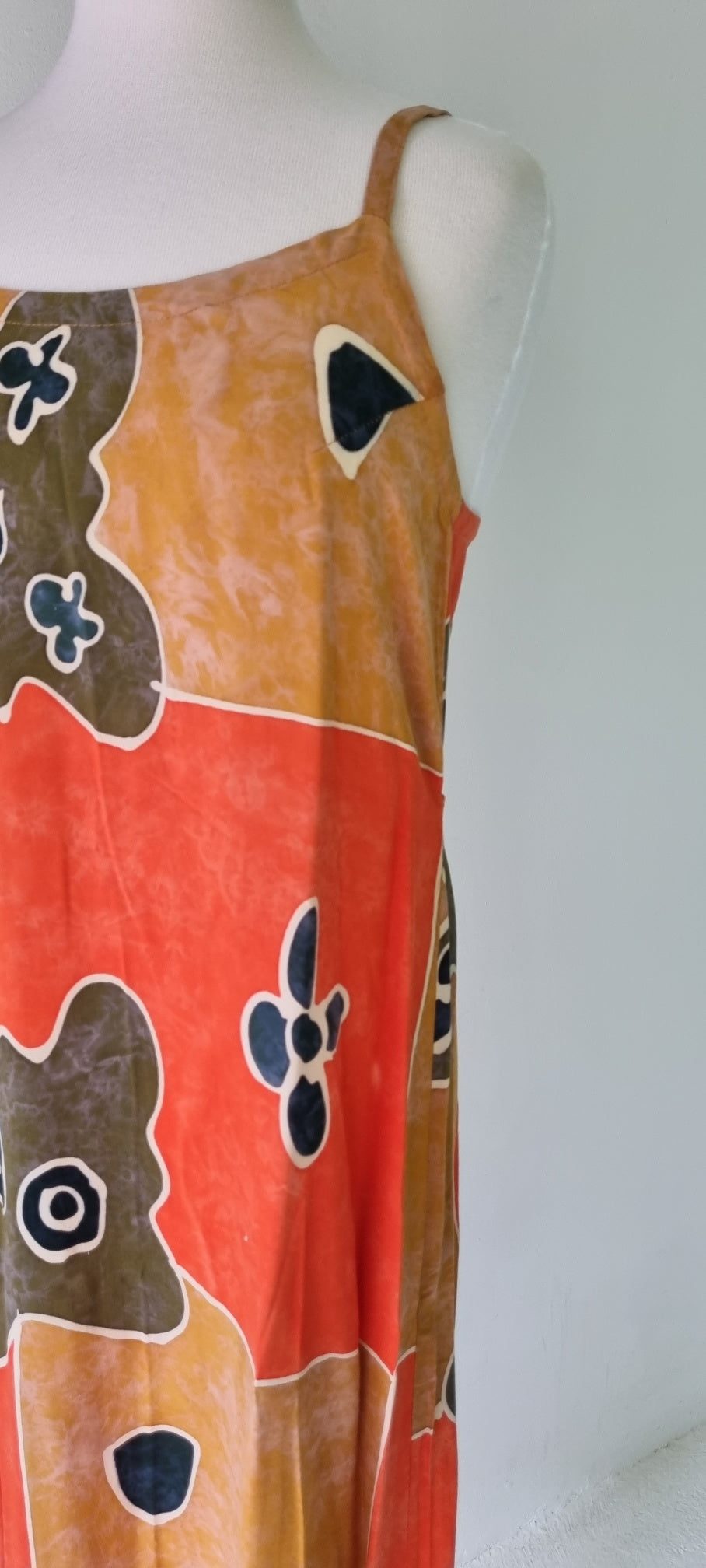 Made in Indonesia - Orange and green fabric print maxi dress