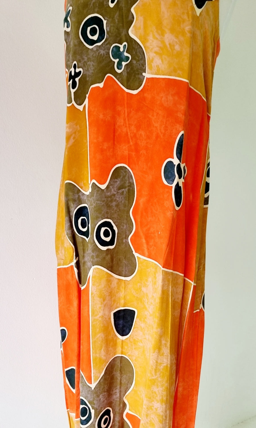 Made in Indonesia - Orange and green fabric print maxi dress