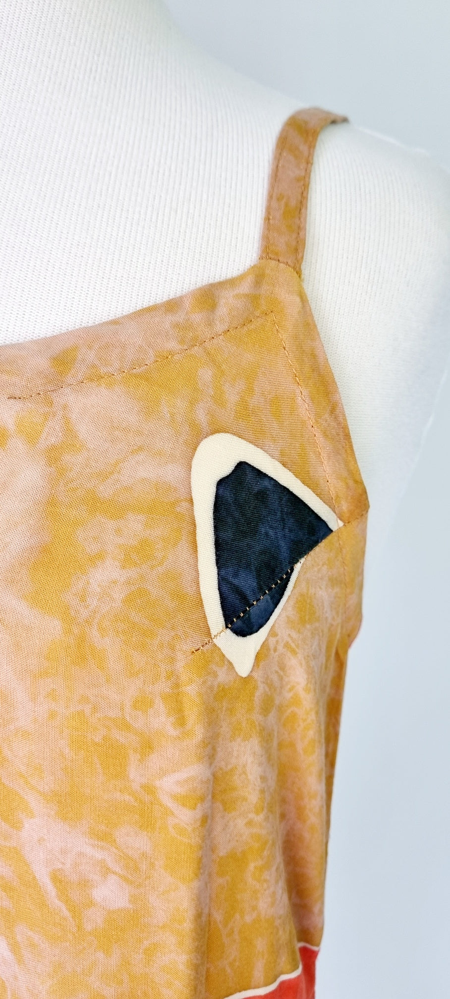 Made in Indonesia - Orange and green fabric print maxi dress