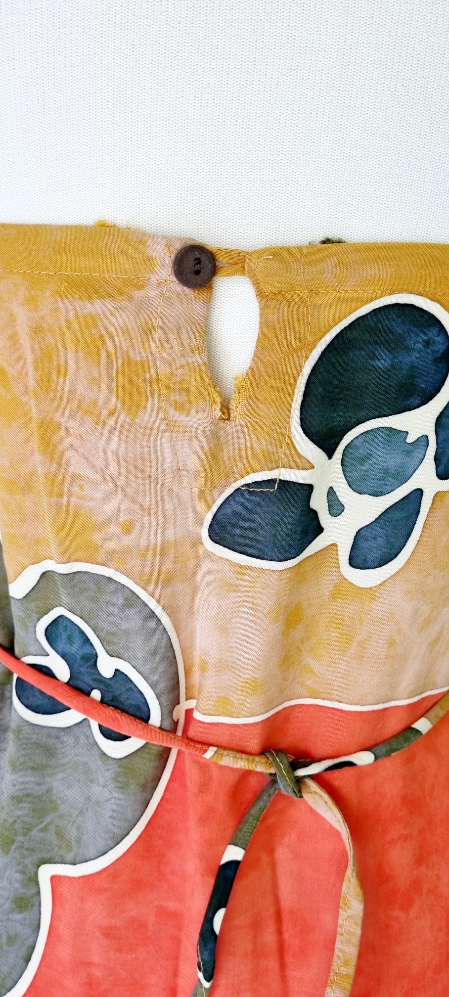 Made in Indonesia - Orange and green fabric print maxi dress