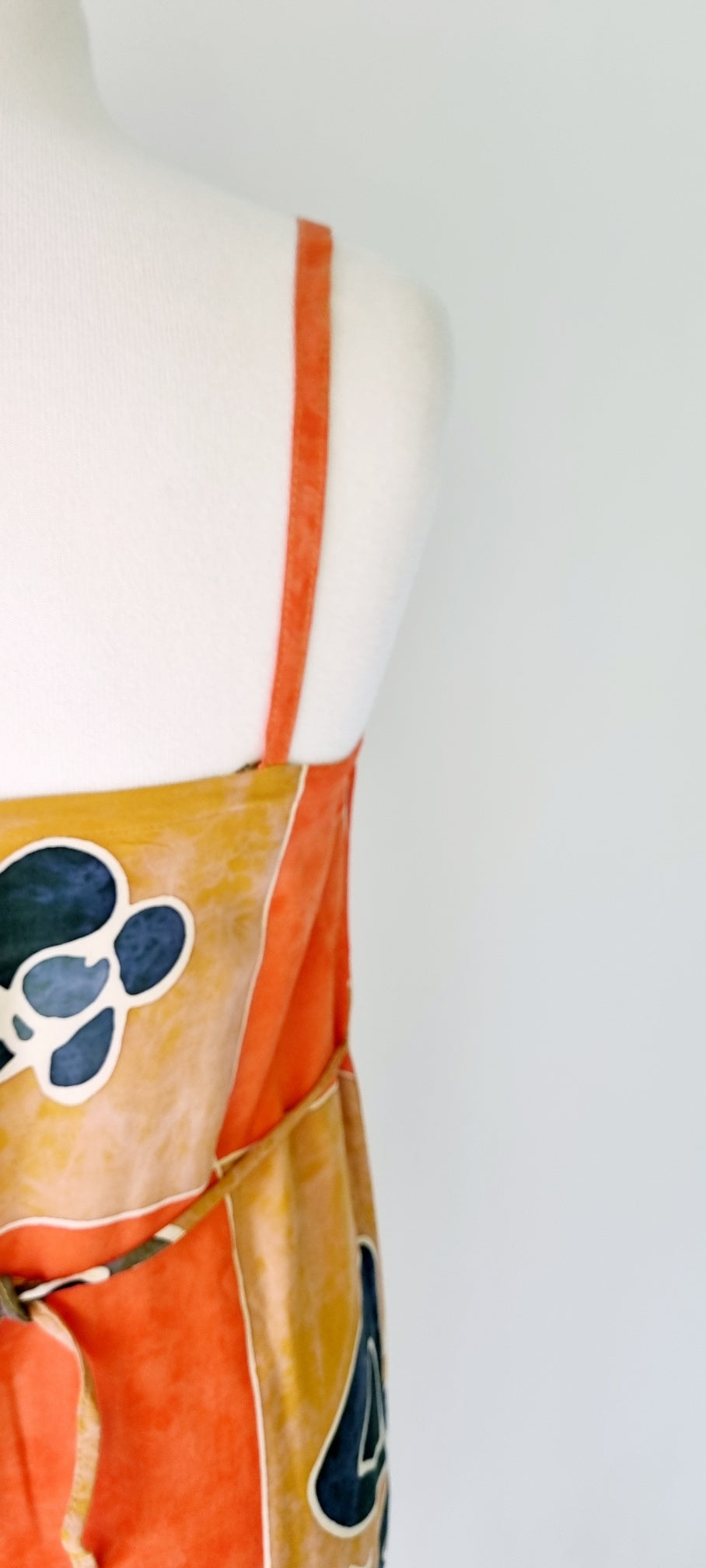 Made in Indonesia - Orange and green fabric print maxi dress