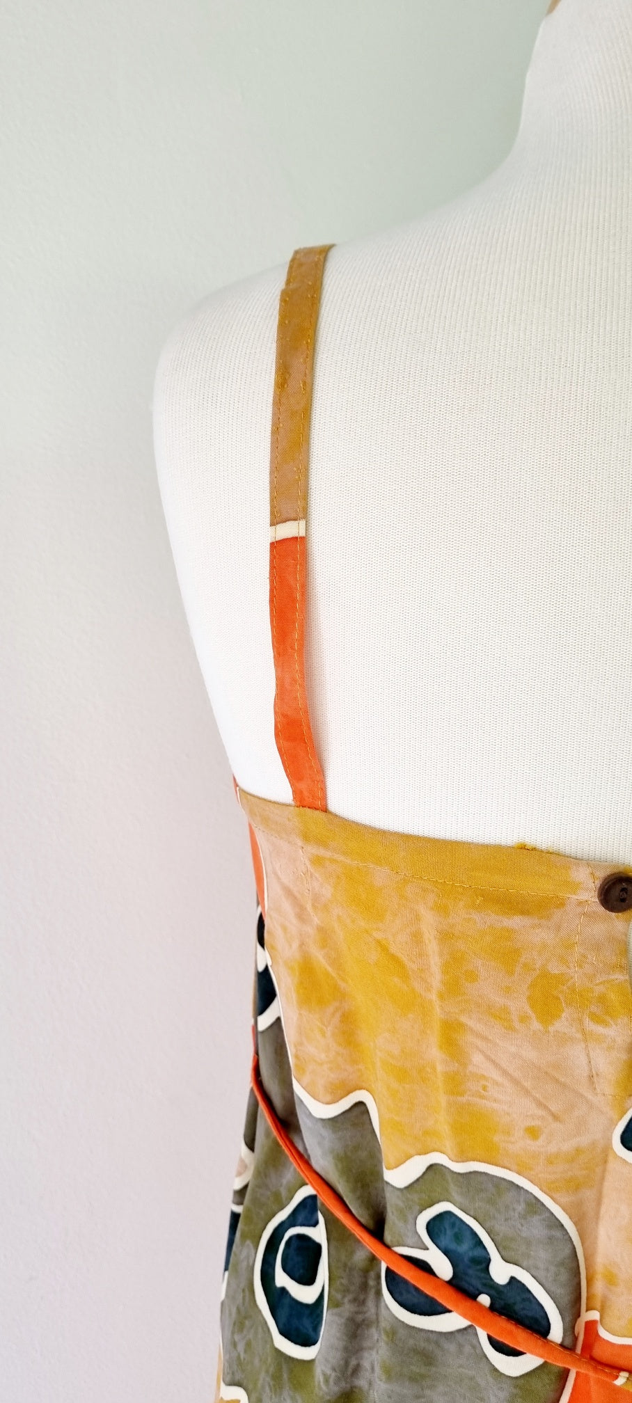 Made in Indonesia - Orange and green fabric print maxi dress