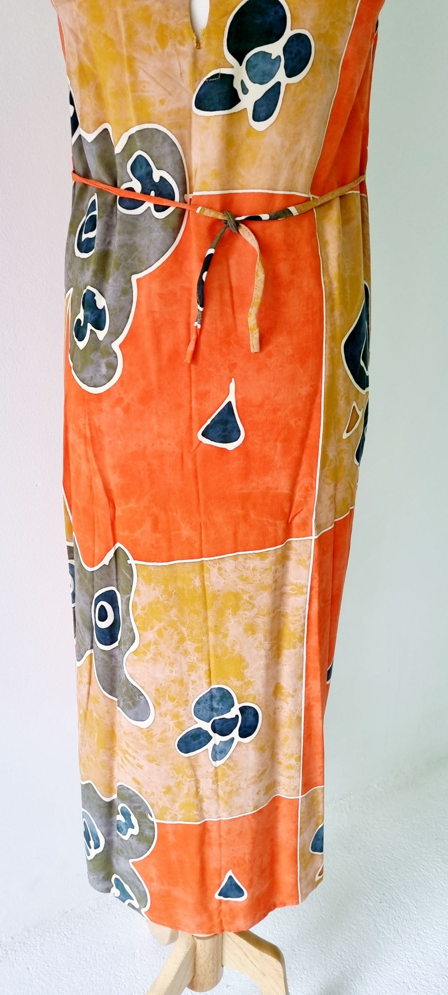 Made in Indonesia - Orange and green fabric print maxi dress