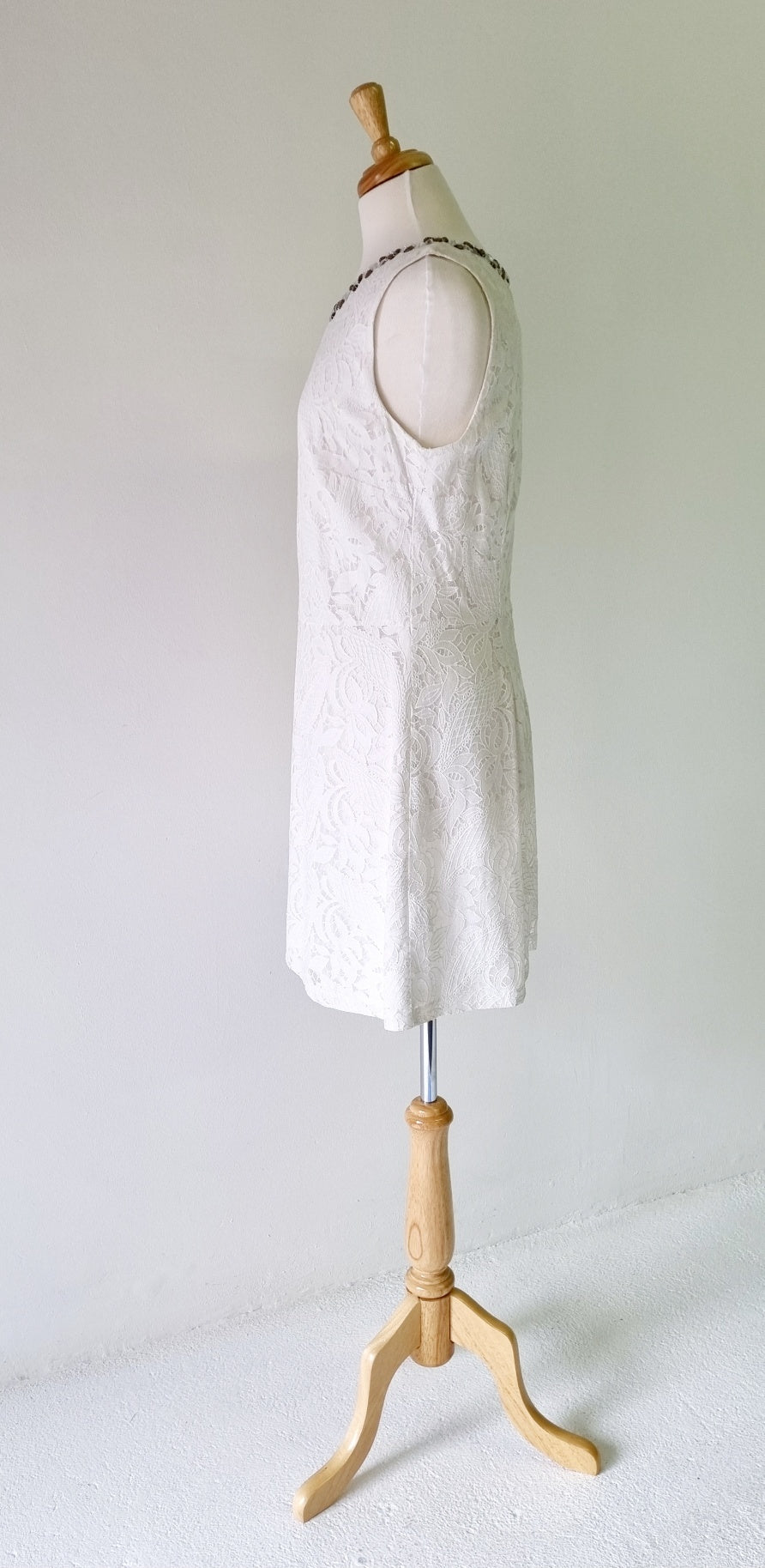 Woolworths - Off White lined midi dress with stone embellished neckline