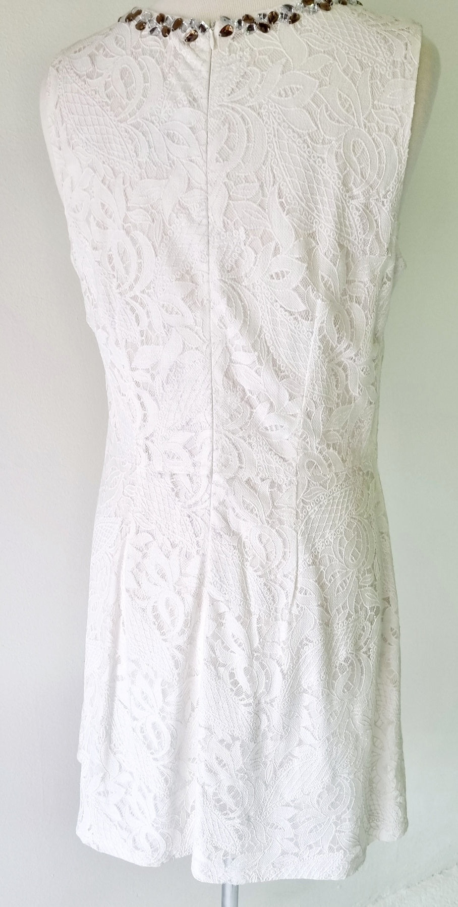 Woolworths - Off White lined midi dress with stone embellished neckline