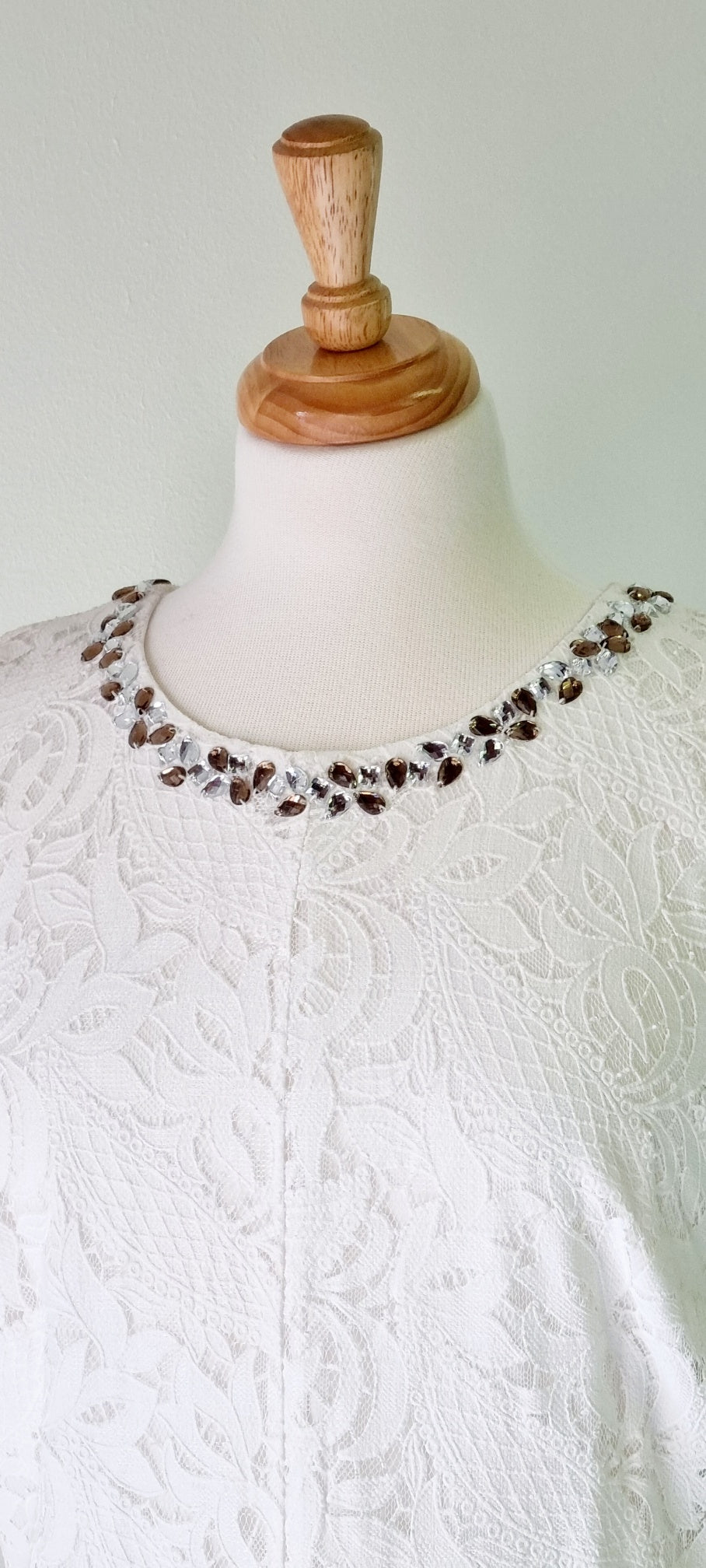 Woolworths - Off White lined midi dress with stone embellished neckline