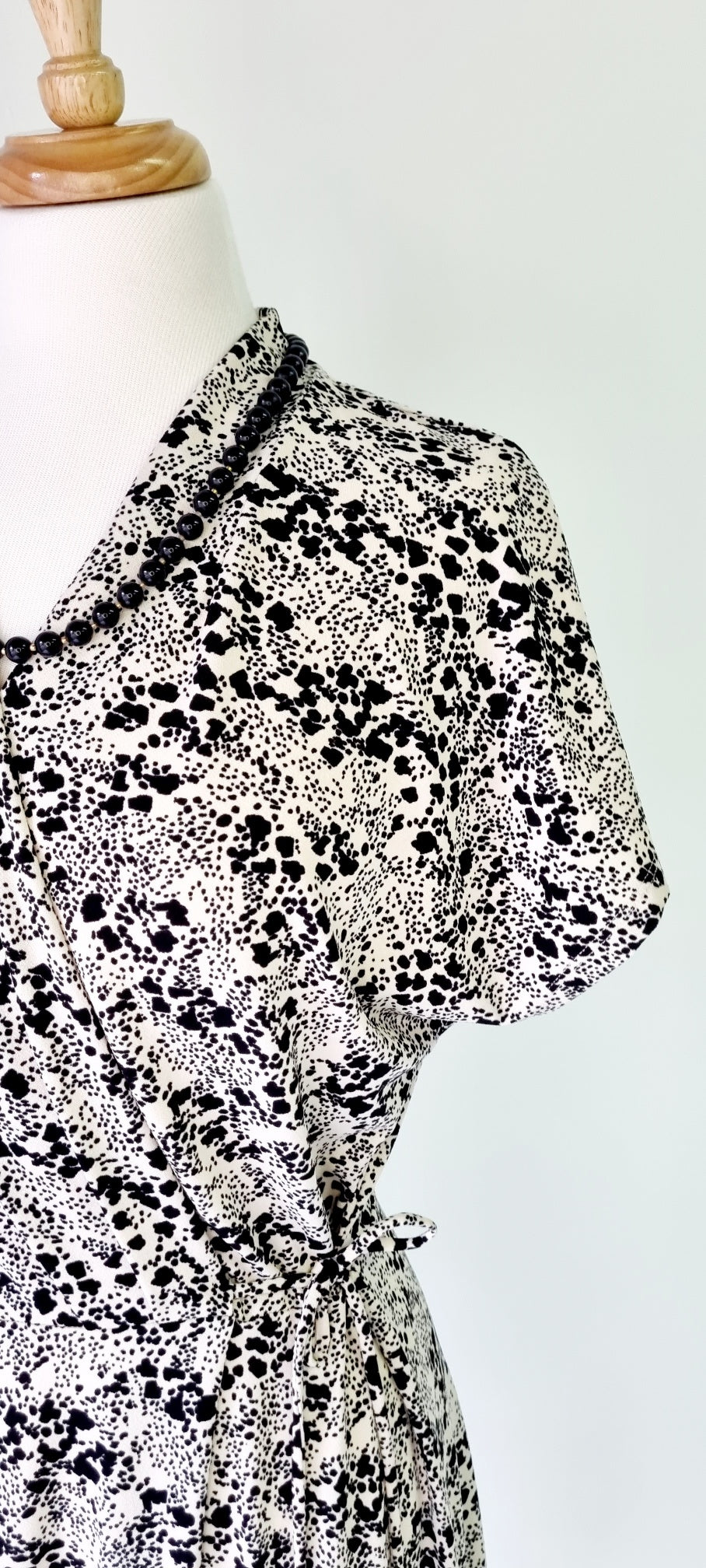 H&M - Black & Ivory Cross Waisted Dress with Tie