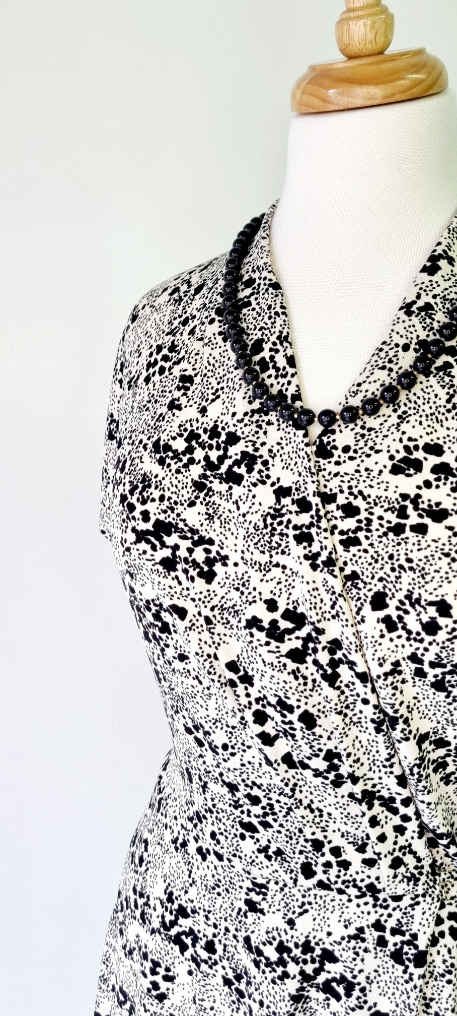 H&M - Black & Ivory Cross Waisted Dress with Tie