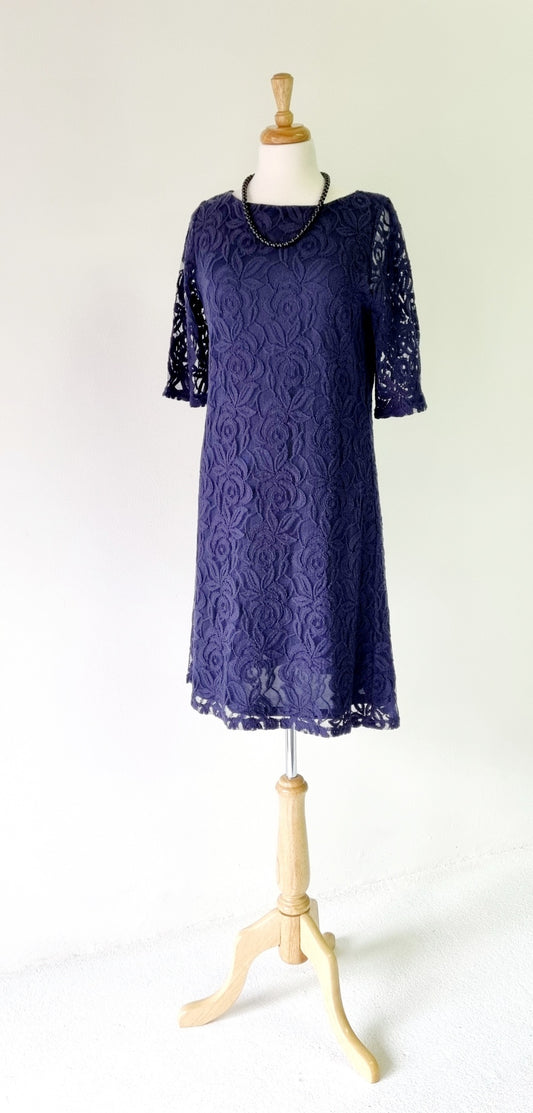 Woolworths - Blue Lined Cotton Embroidered Midi Dress