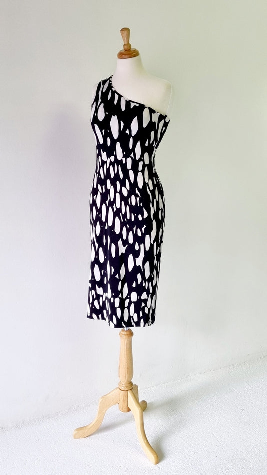 Nina J Runway - Designer One Shoulder Midi Stretch Dress